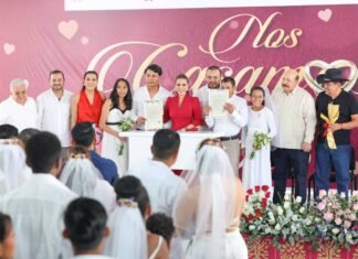 Evelyn Salgado une a más de 500 parejas en bodas colectivas «Nos Casamos» 2026 en Chilpancingo